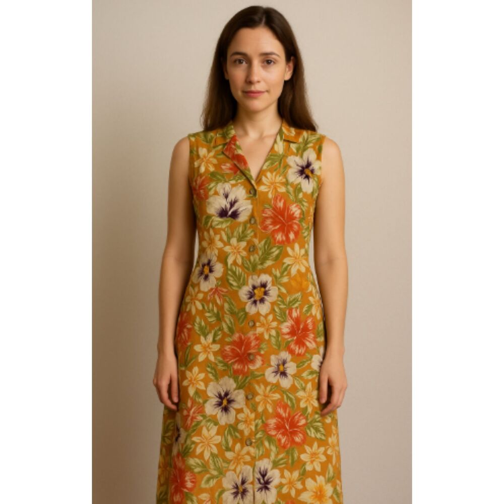 Vintage 90s Miss Honey Sleeveless Floral‎ Maxi Dress Size 10 Petite